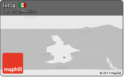 Gray Panoramic Map of Ixtla, single color outside