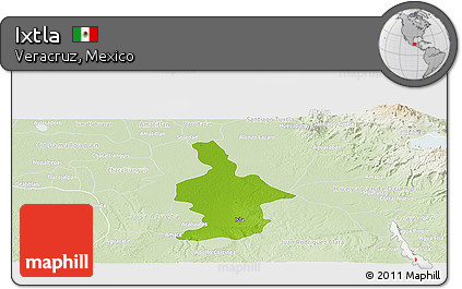 Physical Panoramic Map of Ixtla, lighten