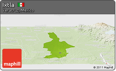 Physical Panoramic Map of Ixtla, lighten