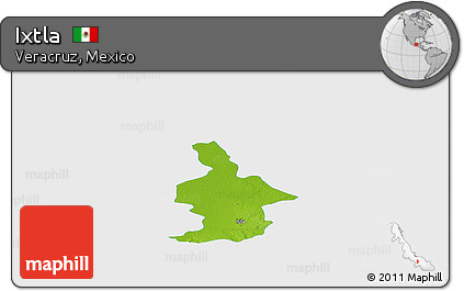 Physical Panoramic Map of Ixtla, single color outside