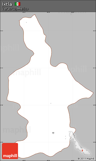 Gray Simple Map of Ixtla, cropped outside