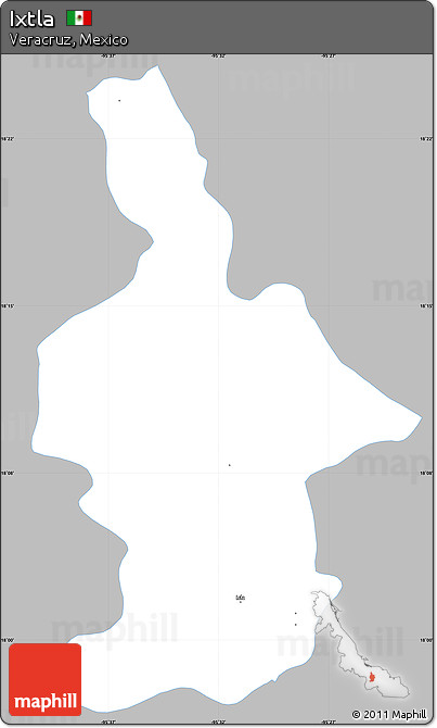 Gray Simple Map of Ixtla, single color outside