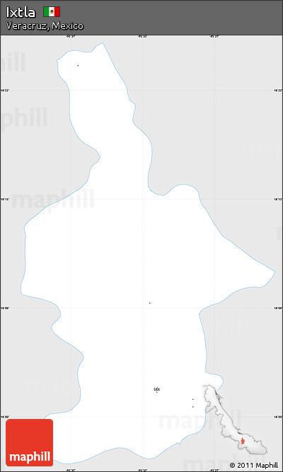 Silver Style Simple Map of Ixtla, single color outside
