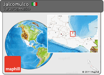 Physical Location Map of Jalcomulco, highlighted country