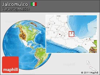 Physical Location Map of Jalcomulco, highlighted country