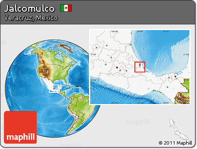 Physical Location Map of Jalcomulco, highlighted country