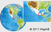 Physical Location Map of Juan Rodriguez Clara, highlighted country, within the entire country