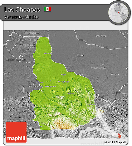 Physical 3D Map of Las Choapas, desaturated