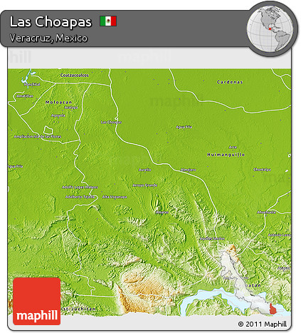 Physical 3D Map of Las Choapas