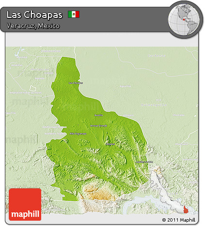 Physical 3D Map of Las Choapas, lighten