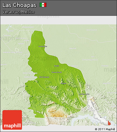 Physical 3D Map of Las Choapas, lighten