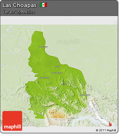 Physical 3D Map of Las Choapas, lighten