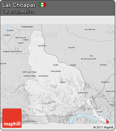 Silver Style 3D Map of Las Choapas