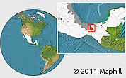 Satellite Location Map of Las Choapas, highlighted country, highlighted parent region
