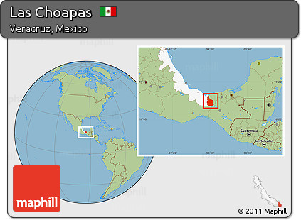 Savanna Style Location Map of Las Choapas, highlighted parent region