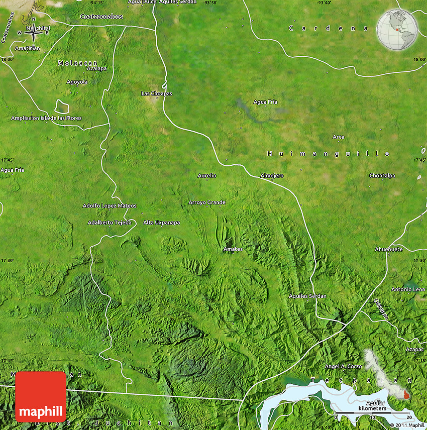 Satellite Map of Las Choapas
