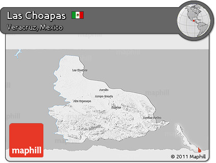 Gray Panoramic Map of Las Choapas, single color outside