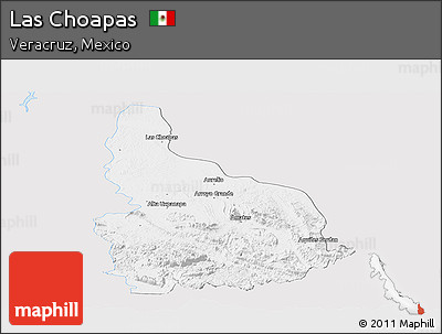 Silver Style Panoramic Map of Las Choapas, single color outside