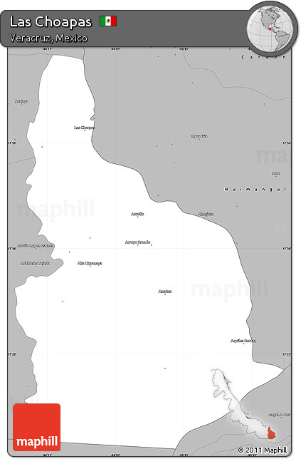 Gray Simple Map of Las Choapas