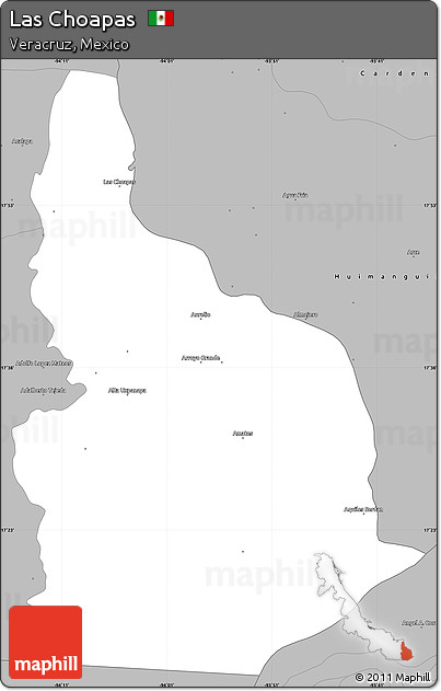 Gray Simple Map of Las Choapas