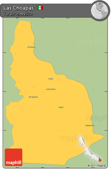 Savanna Style Simple Map of Las Choapas, single color outside