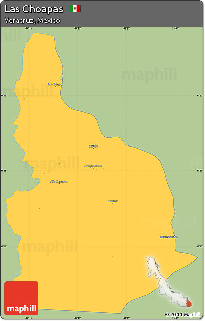Savanna Style Simple Map of Las Choapas, single color outside