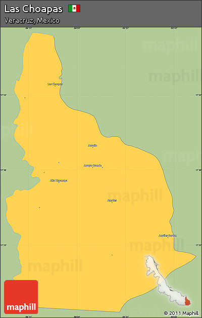 Savanna Style Simple Map of Las Choapas, single color outside