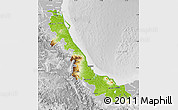 Physical Map of Veracruz, lighten, desaturated