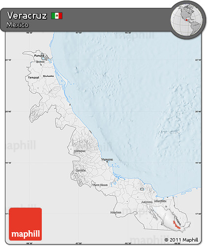 Silver Style Map of Veracruz, single color outside