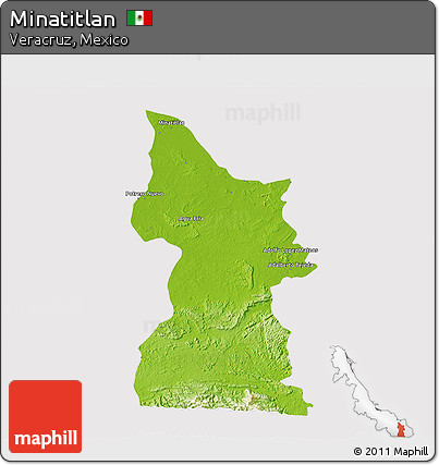 Physical 3D Map of Minatitlan, cropped outside