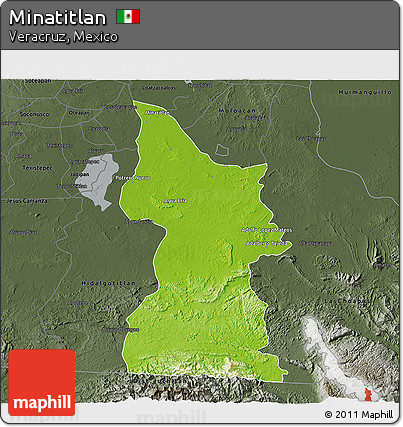 Physical 3D Map of Minatitlan, darken, semi-desaturated