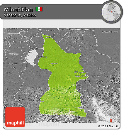 Physical 3D Map of Minatitlan, desaturated