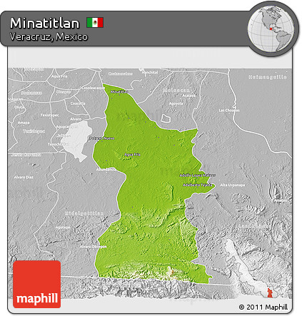 Physical 3D Map of Minatitlan, lighten, desaturated