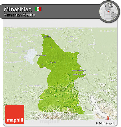 Physical 3D Map of Minatitlan, lighten