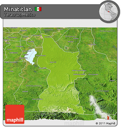 Physical 3D Map of Minatitlan, satellite outside