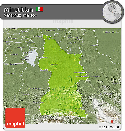 Physical 3D Map of Minatitlan, semi-desaturated