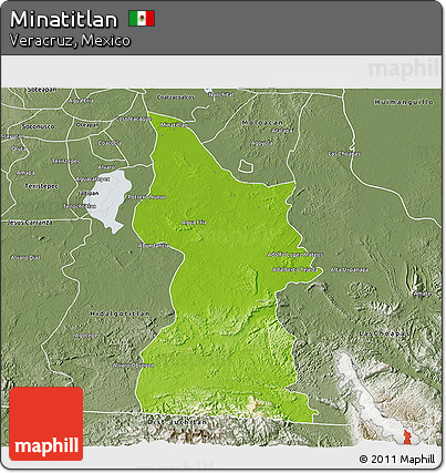 Physical 3D Map of Minatitlan, semi-desaturated