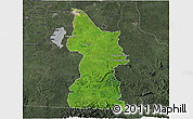 Satellite 3D Map of Minatitlan, darken, semi-desaturated