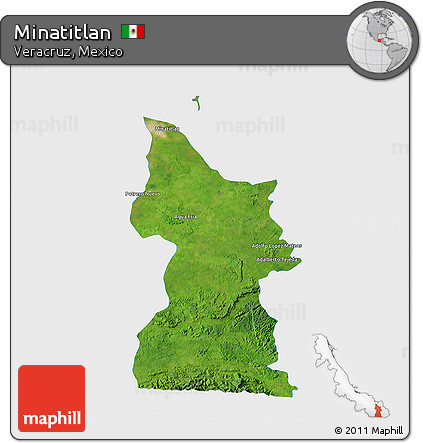 Satellite 3D Map of Minatitlan, single color outside