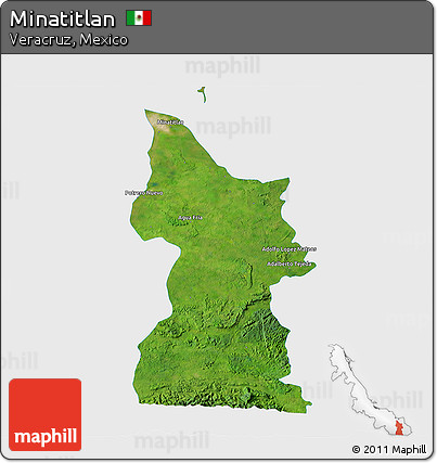 Satellite 3D Map of Minatitlan, single color outside