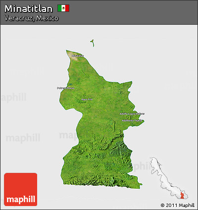 Satellite 3D Map of Minatitlan, single color outside