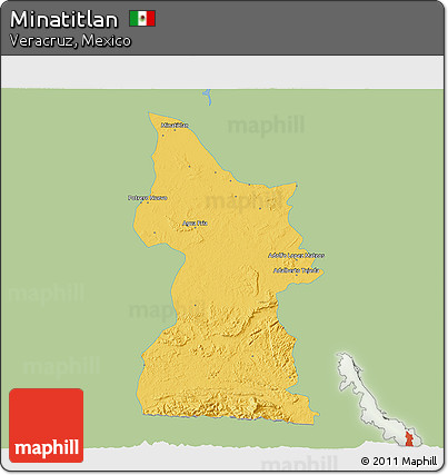 Savanna Style 3D Map of Minatitlan, single color outside