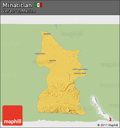 Savanna Style 3D Map of Minatitlan, single color outside
