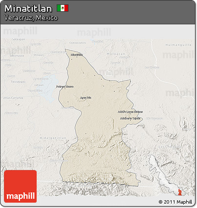 Shaded Relief 3D Map of Minatitlan, lighten