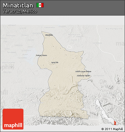 Shaded Relief 3D Map of Minatitlan, lighten, semi-desaturated