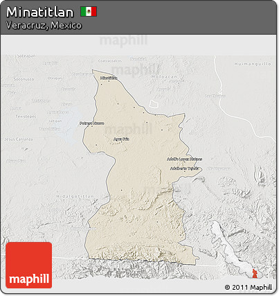 Shaded Relief 3D Map of Minatitlan, lighten, semi-desaturated