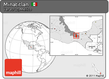 Blank Location Map of Minatitlan, highlighted country, highlighted parent region