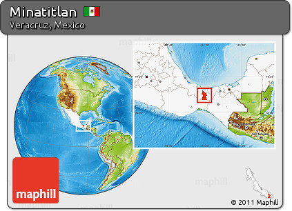 Physical Location Map of Minatitlan, highlighted country