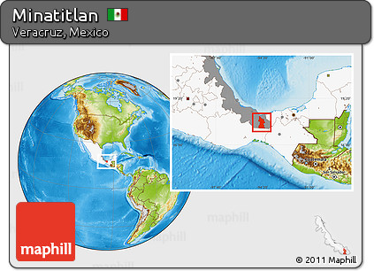 Physical Location Map of Minatitlan, highlighted country, highlighted parent region