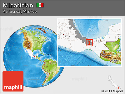 Physical Location Map of Minatitlan, highlighted country, highlighted parent region